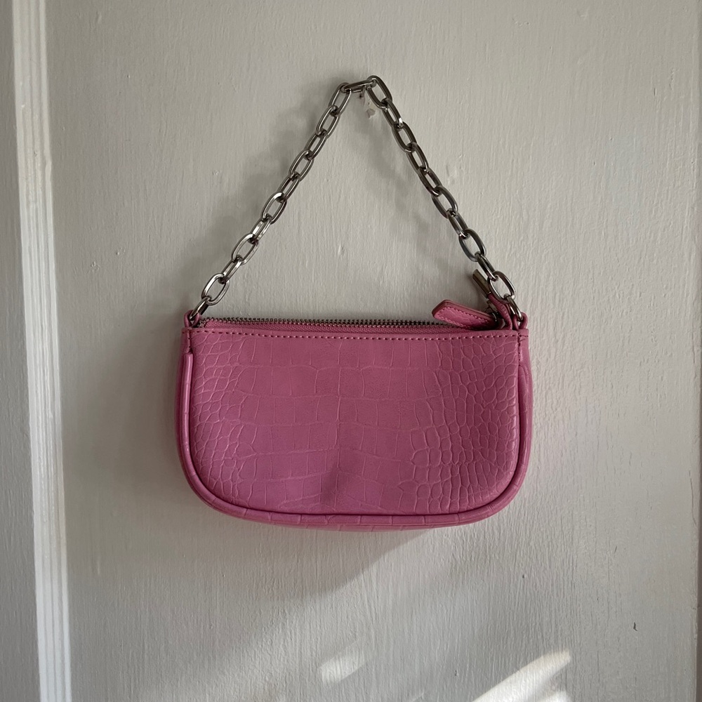 Mini Pink Croc Faux Leather Bag